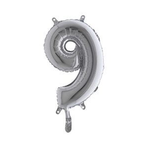 Cijfer 9 Ballon Zilver
