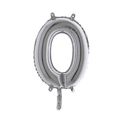Cijfer 0 Ballon Zilver