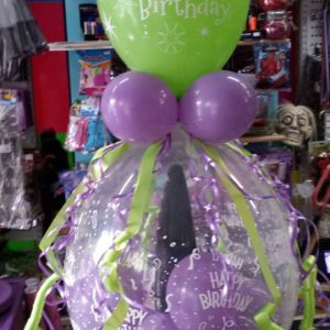 Cadeau ballon paars groen