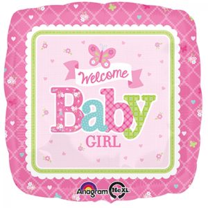 Folieballon welkom baby meisje