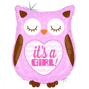 Folieballon baby uiltje, roze 