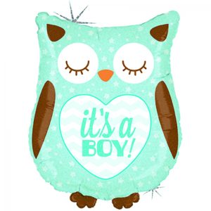 Folieballon baby uiltje, blauw