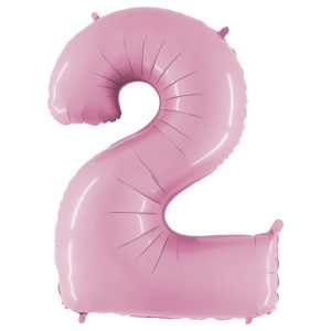 Cijfer 2 licht roze