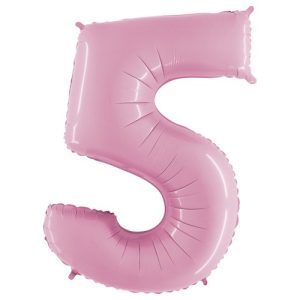Cijfer 5 licht roze