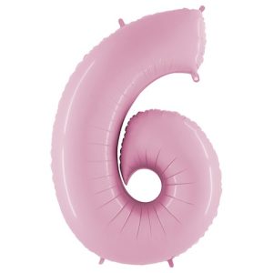 Cijfer 6 licht roze